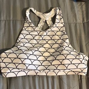 white and black halter swim top